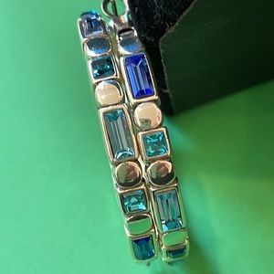 Brighton Blue and Green Crystal Hoop Earrings